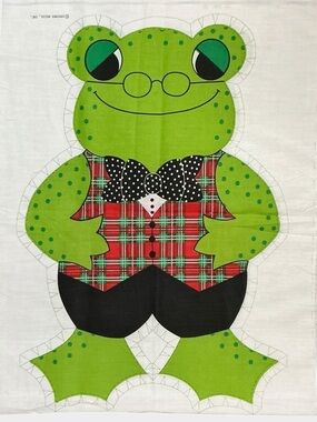 Vintage Frog Pillow Fabric Panel Spring Mills Sewing Nursery Baby